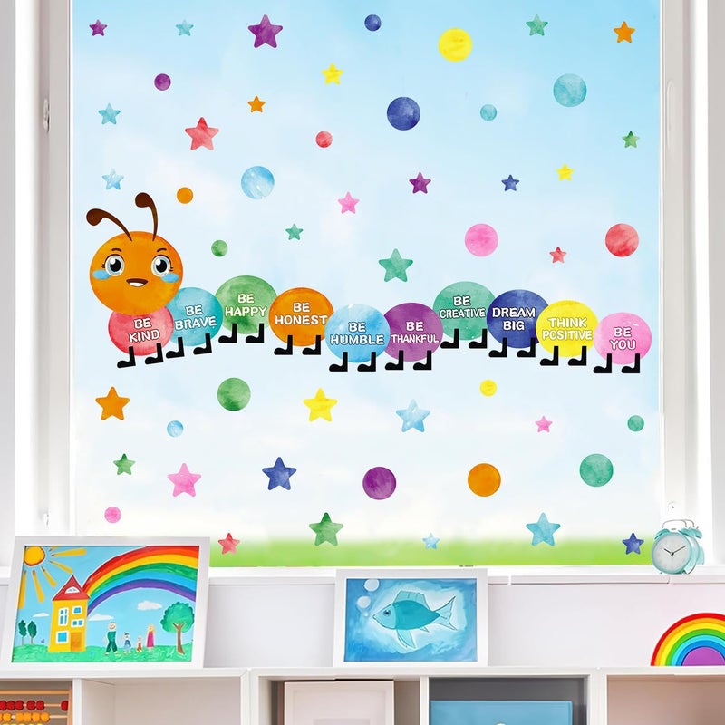 Kasubeso Watercolor Inspirational Wall Sticker, Multicolor Polka Dot Star Wall decal, Removable Motivational Quote Be Kind Be Happy Wall Art for Playroom Classroom Nursery Preschool Daycare Decoration - Image 3